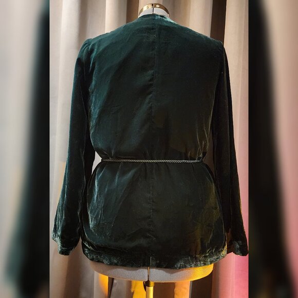 NWT H&M - Velvet Dark Emerald Green Jacket - US 8 - Picture 3 of 6